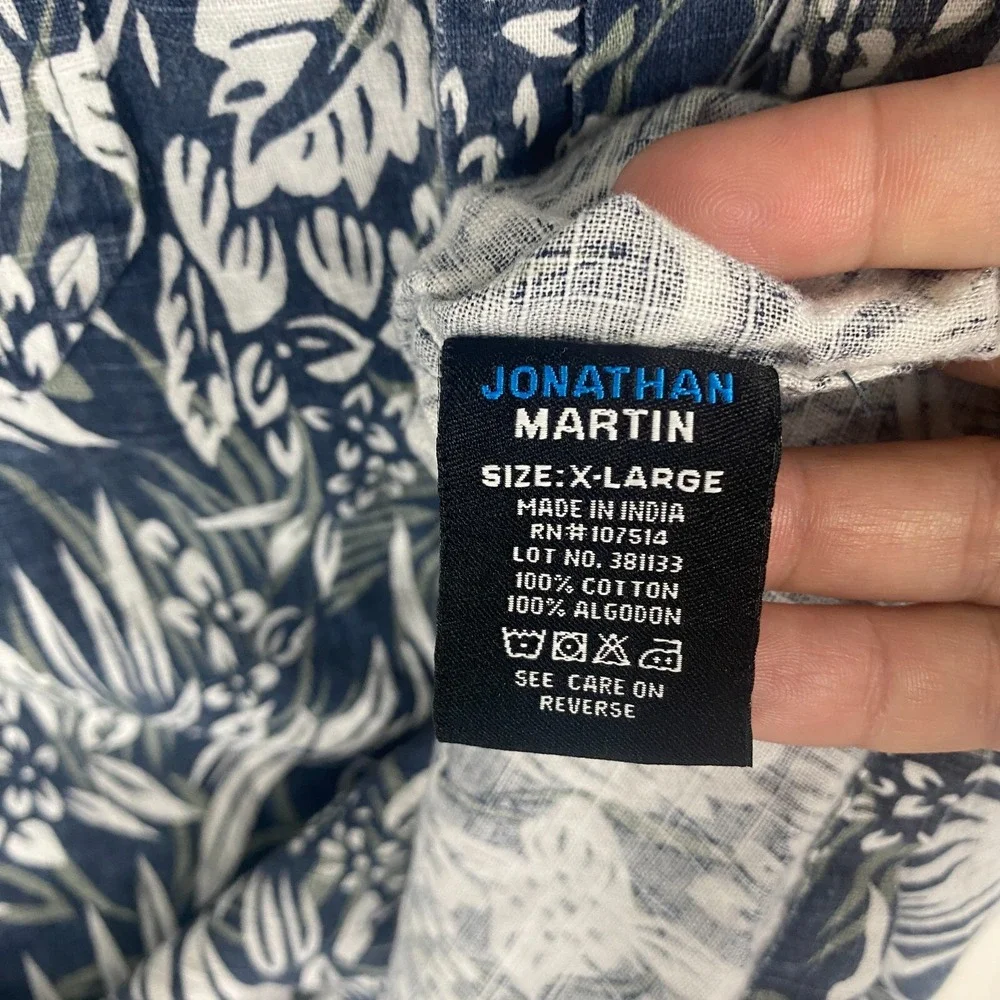 Jonathan Martin Mens‎ Blue Floral Hawaiian Casual Classic Preppy Shirt Size XL